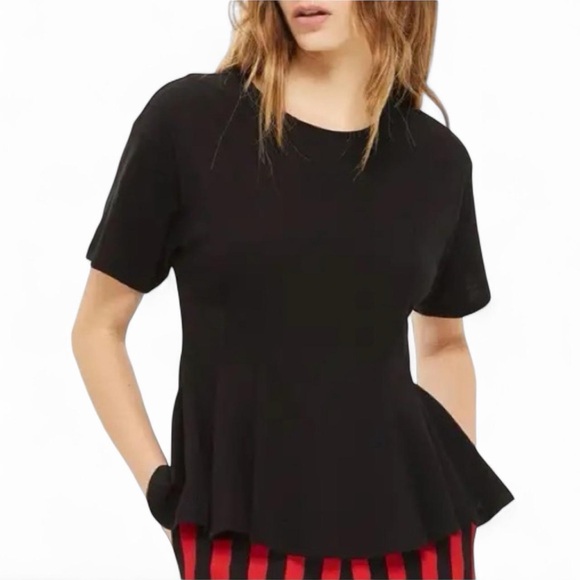 Topshop Tops - Topshop Black Corset Seam Peplum Tee Size 4